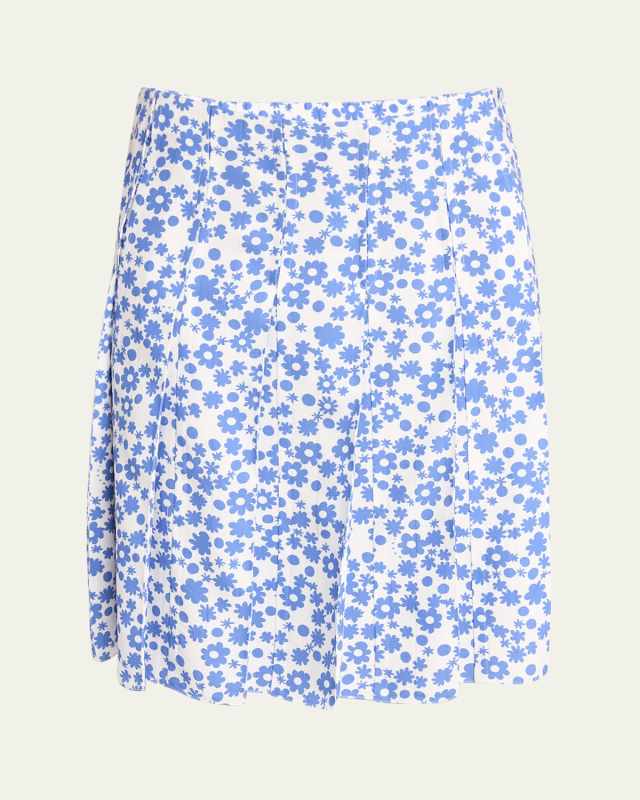Flower Print Pleated Skirt